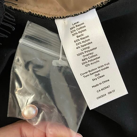 NEW Talbots Size 14P 14 Petite Tweed Lace Sheath Dress Black FLAW - Picture 5 of 6